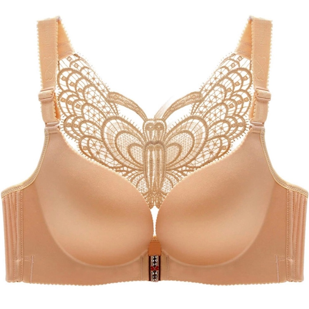 Womens Front Closure Bras Butterfly Beauty Back Bralette Oversize Wire-Free Bra View 3
